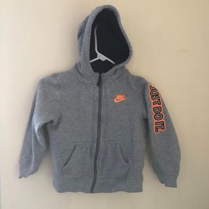 Nike Youth Grey & Orange Zippered Hoodie 7/L